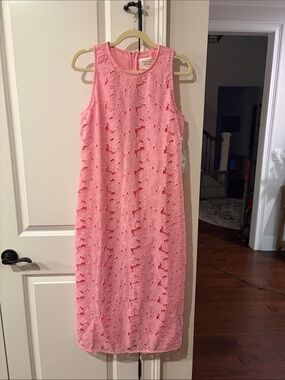 Hyacinth House from Tuckernuck Bubblegum Pink Floral Lace Shift Dress